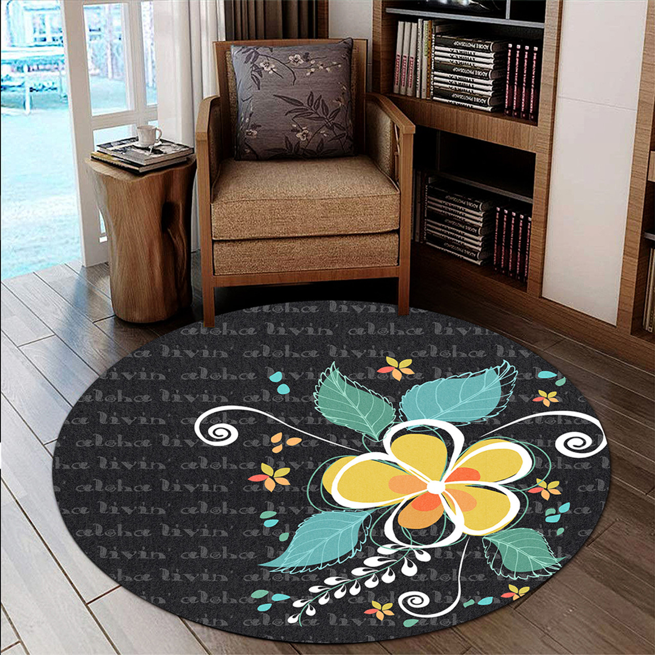 Hawaii Round Rug Aloha Hibiscus Art