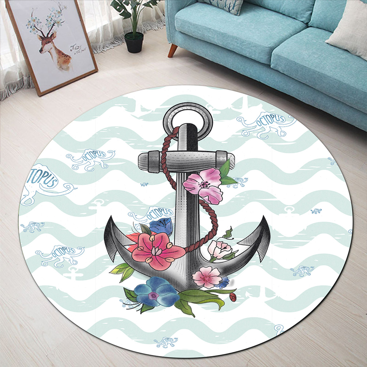 Hawaii Round Rug Anchor Hibiscus