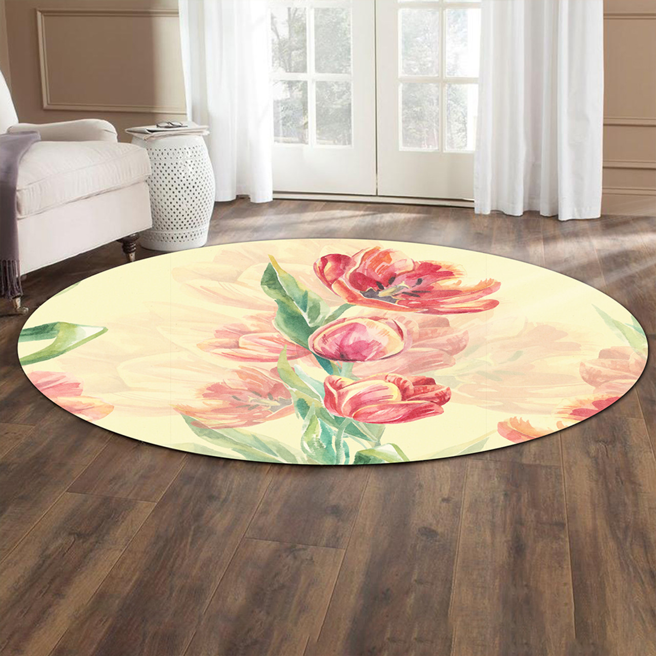 Hawaii Round Rug Flower Art