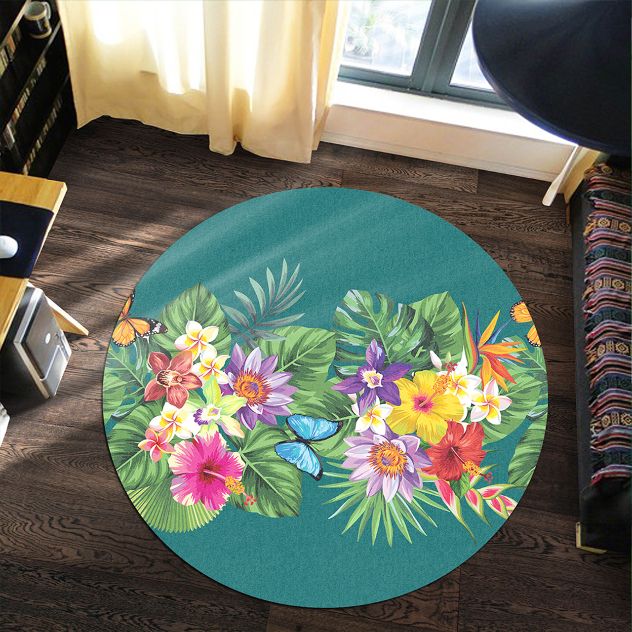 Hawaii Round Rug Garden Flower