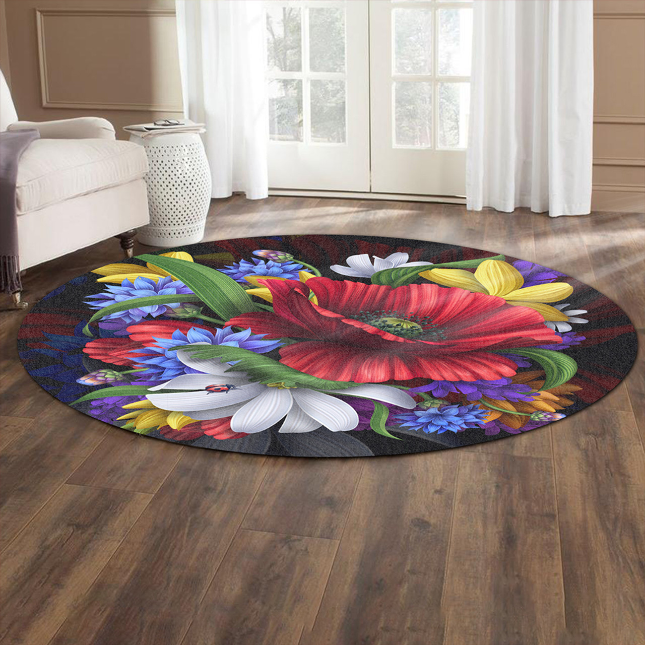 Hawaii Round Rug Hibiscus Flower Beautiful