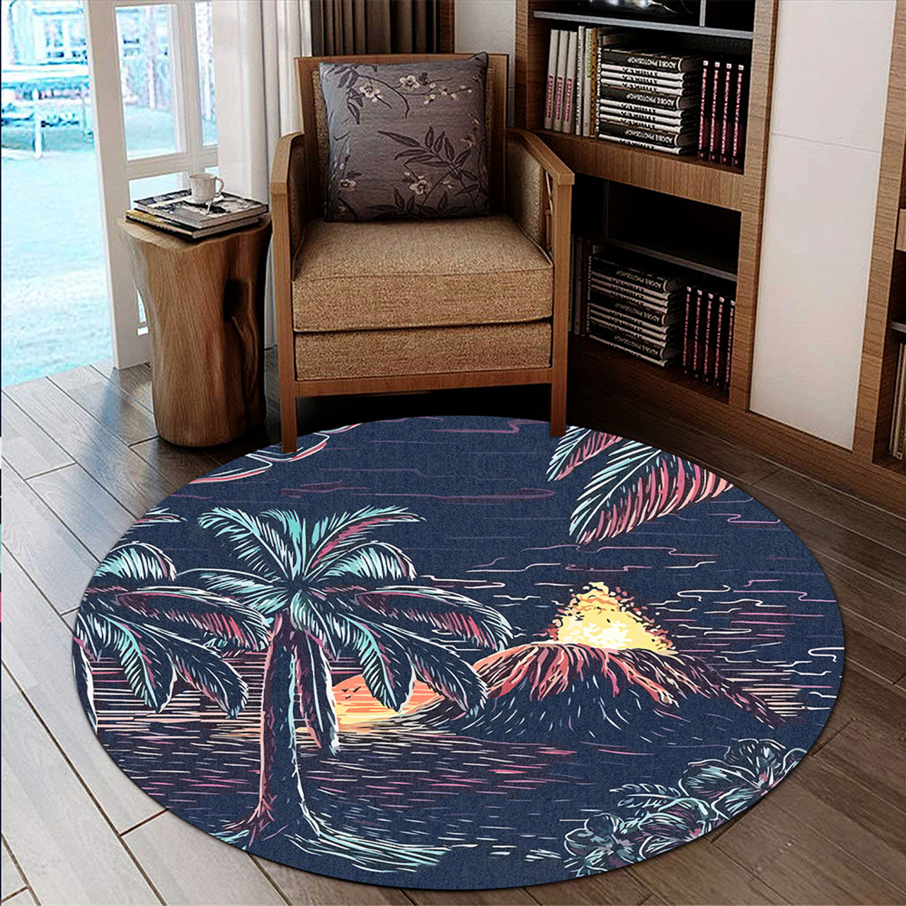 Hawaii Round Rug Night On The Land