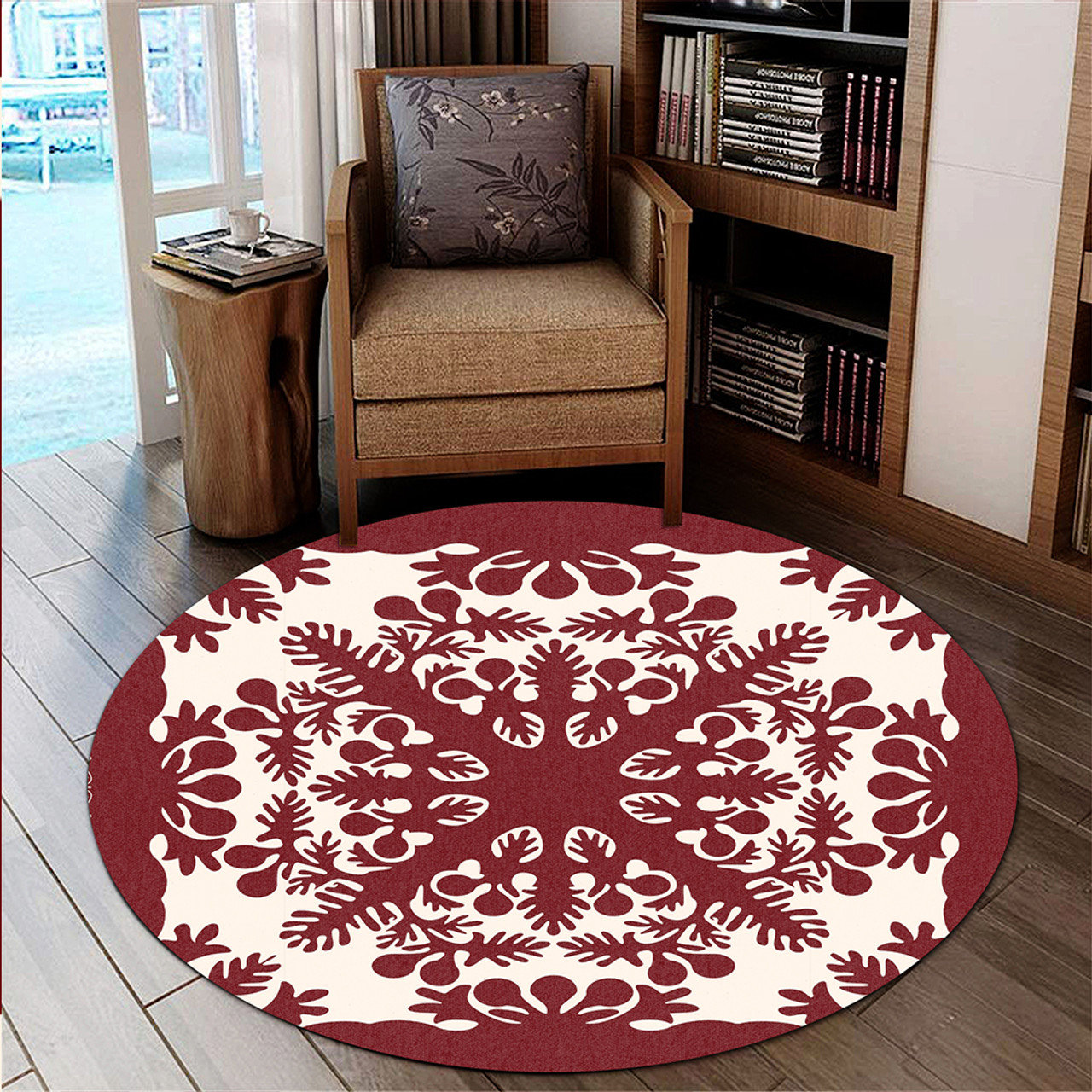 Hawaii Round Rug Quilt Tradition Red