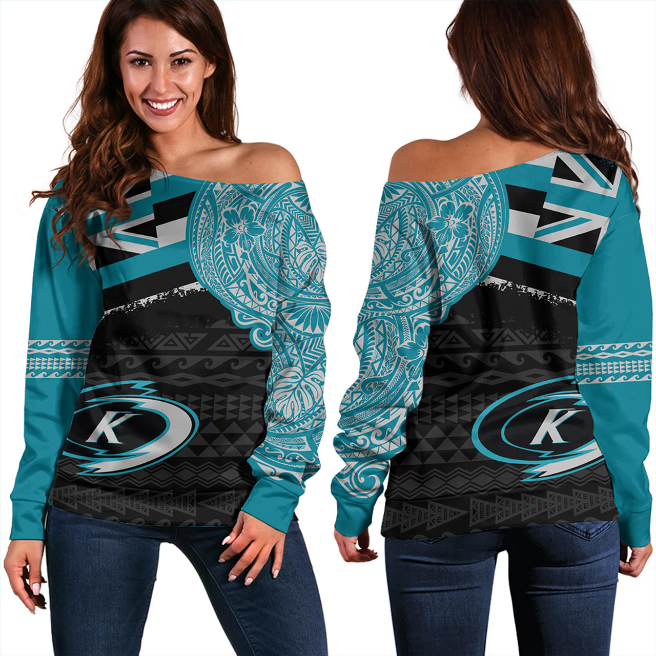 Hawaii Off Shoulder Sweatshirt Kapolei High School With Crest Style