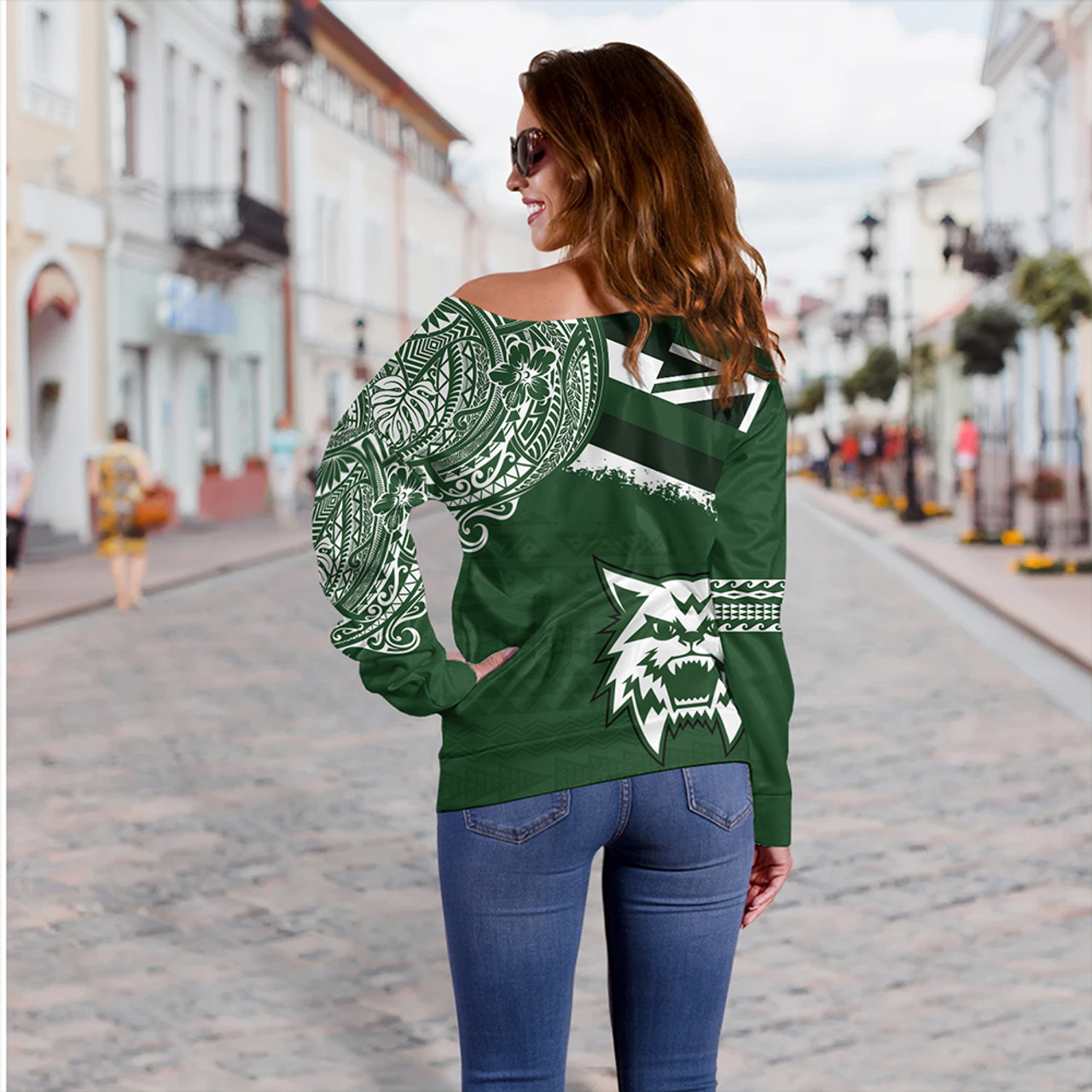 Hawaii Off Shoulder Sweatshirt Konawaena High School With Crest Style