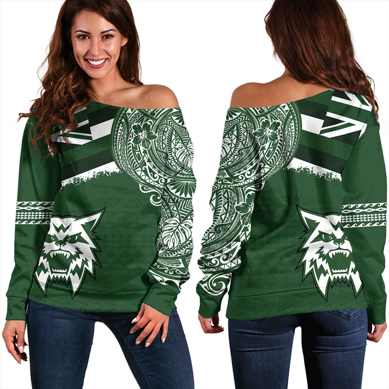 Hawaii Off Shoulder Sweatshirt Konawaena High School With Crest Style