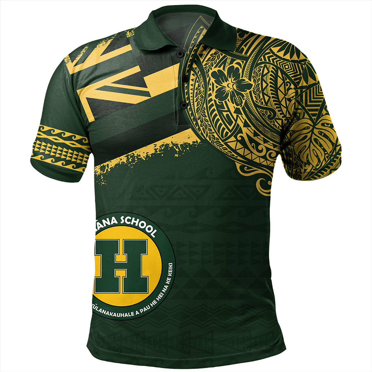 Hawaii Polo Shirt Hana High And Elementary School With Crest Style