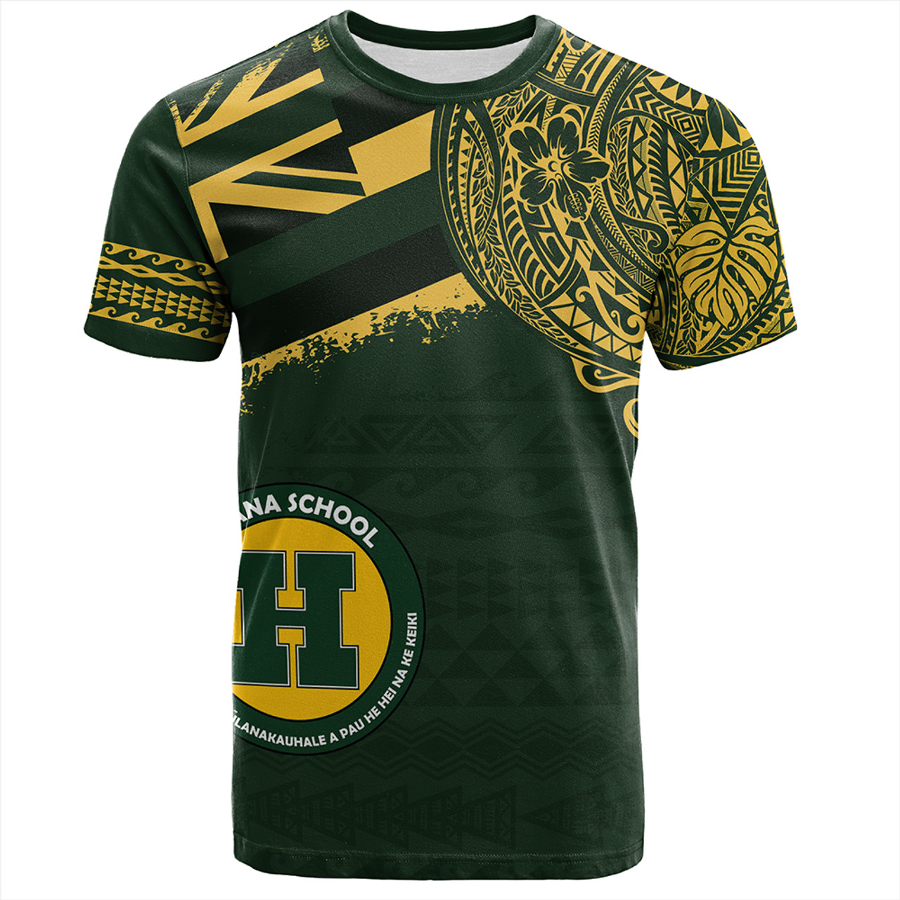 Hawaii T-Shirt Hana High And Elementary School With Crest Style