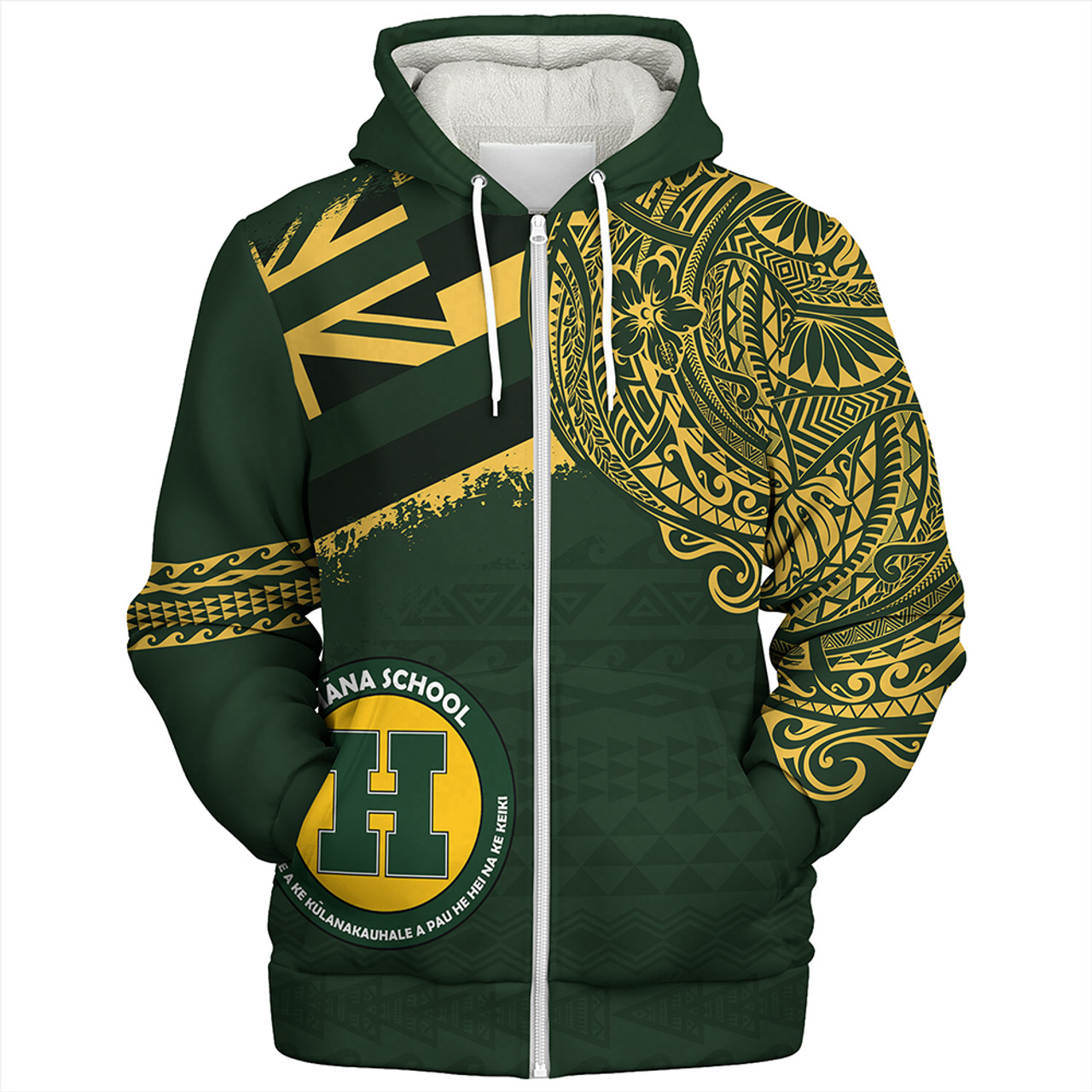 Hawaii Sherpa Hoodie Hana High And Elementary School With Crest Style