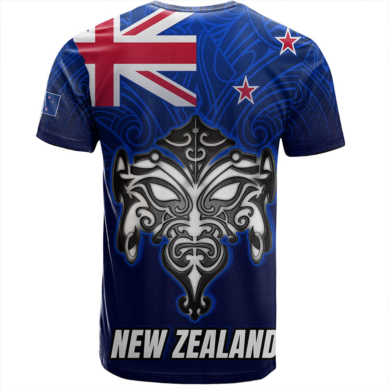 New Zealand T-Shirt - New Zealand Map Maori Face Patterns