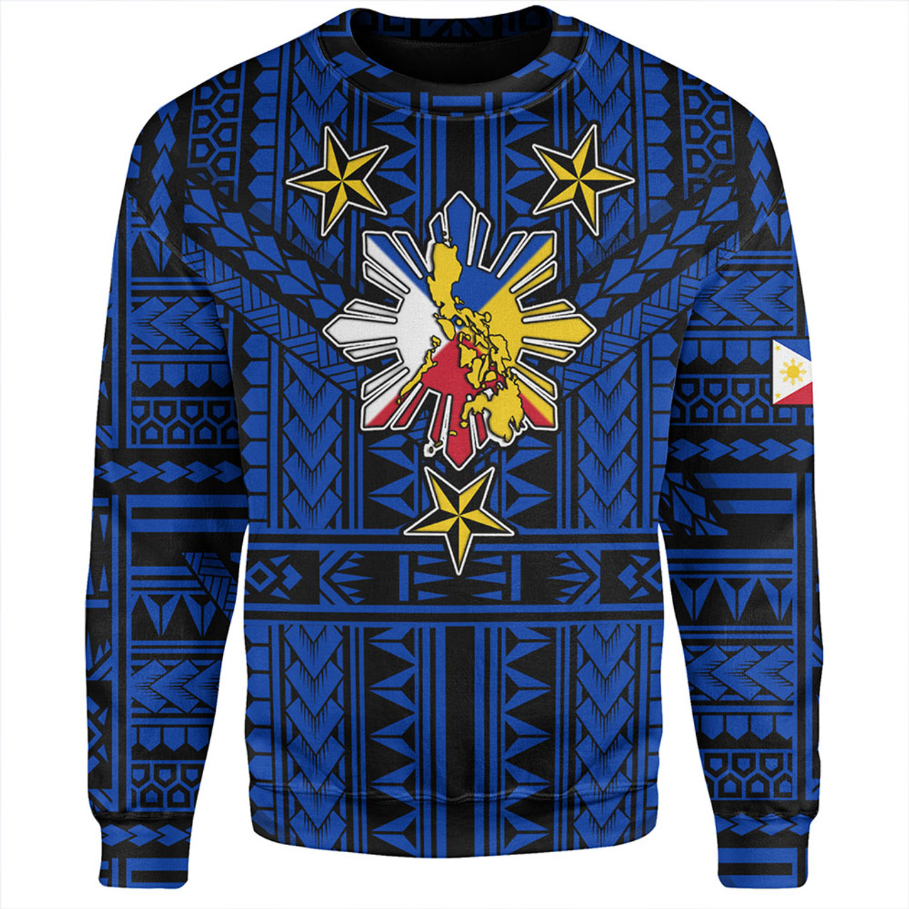Philippines Sweatshirt - Filipino Sun And Stars Tribal Tattoo Patterns Style