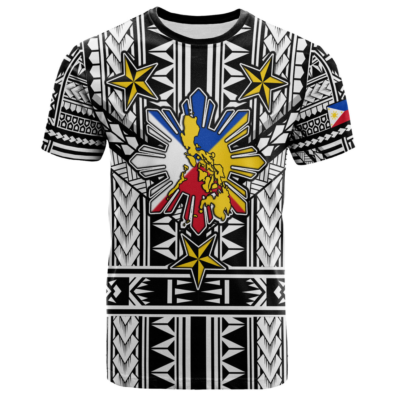 Philippines T-Shirt - Filipino Sun And Stars Tribal Tattoo Patterns Style