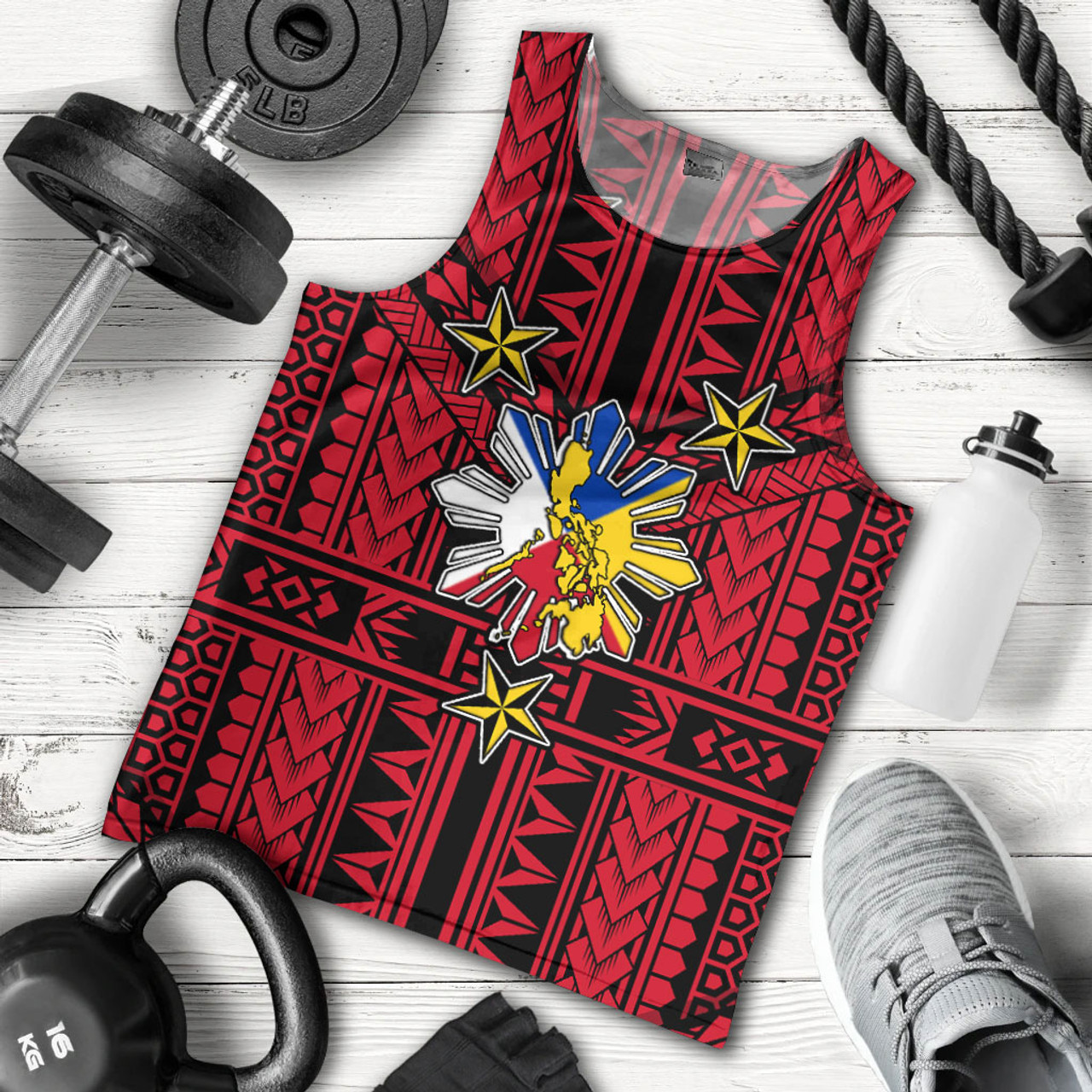 Philippines Tank Top - Filipino Sun And Stars Tribal Tattoo Patterns Style