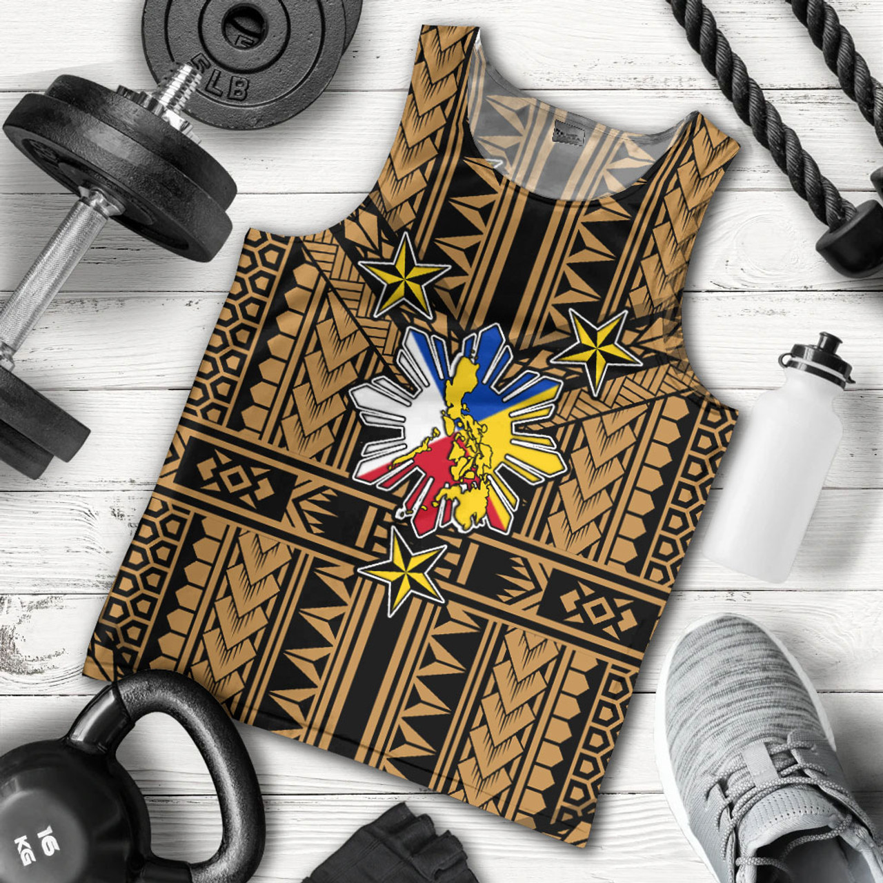 Philippines Tank Top - Filipino Sun And Stars Tribal Tattoo Patterns Style