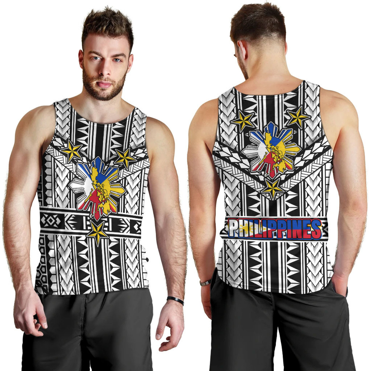 Philippines Tank Top - Filipino Sun And Stars Tribal Tattoo Patterns Style