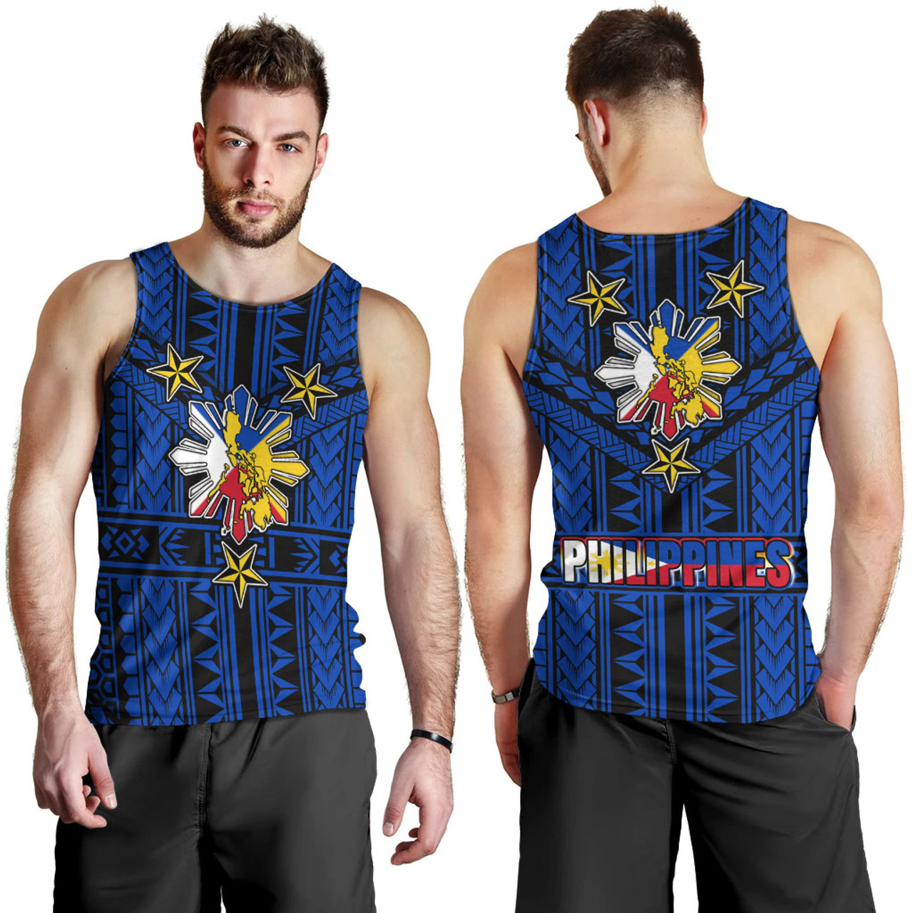 Philippines Tank Top - Filipino Sun And Stars Tribal Tattoo Patterns Style