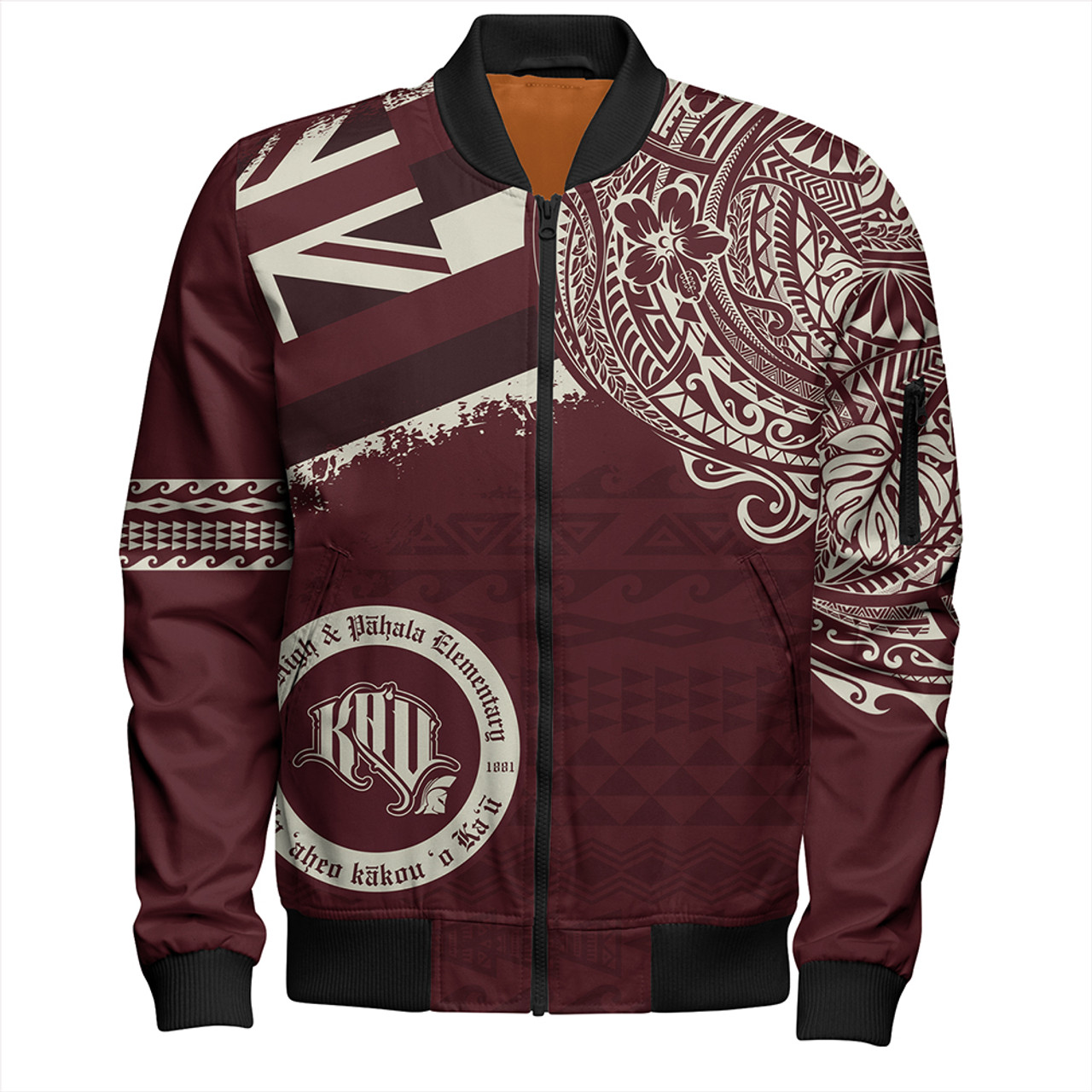 Hawaii Bomber Jacket Kau High & Pahala Elementary School With Crest Style