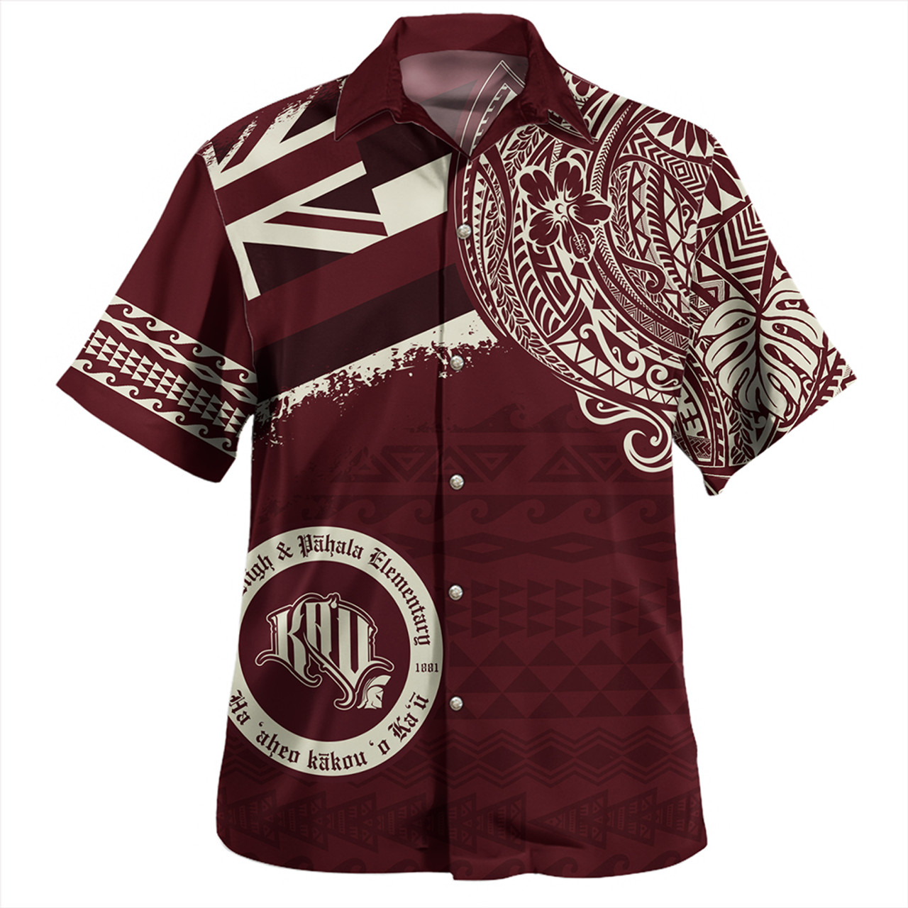 Hawaii Hawaiian Shirt Kau High & Pahala Elementary School With Crest Style