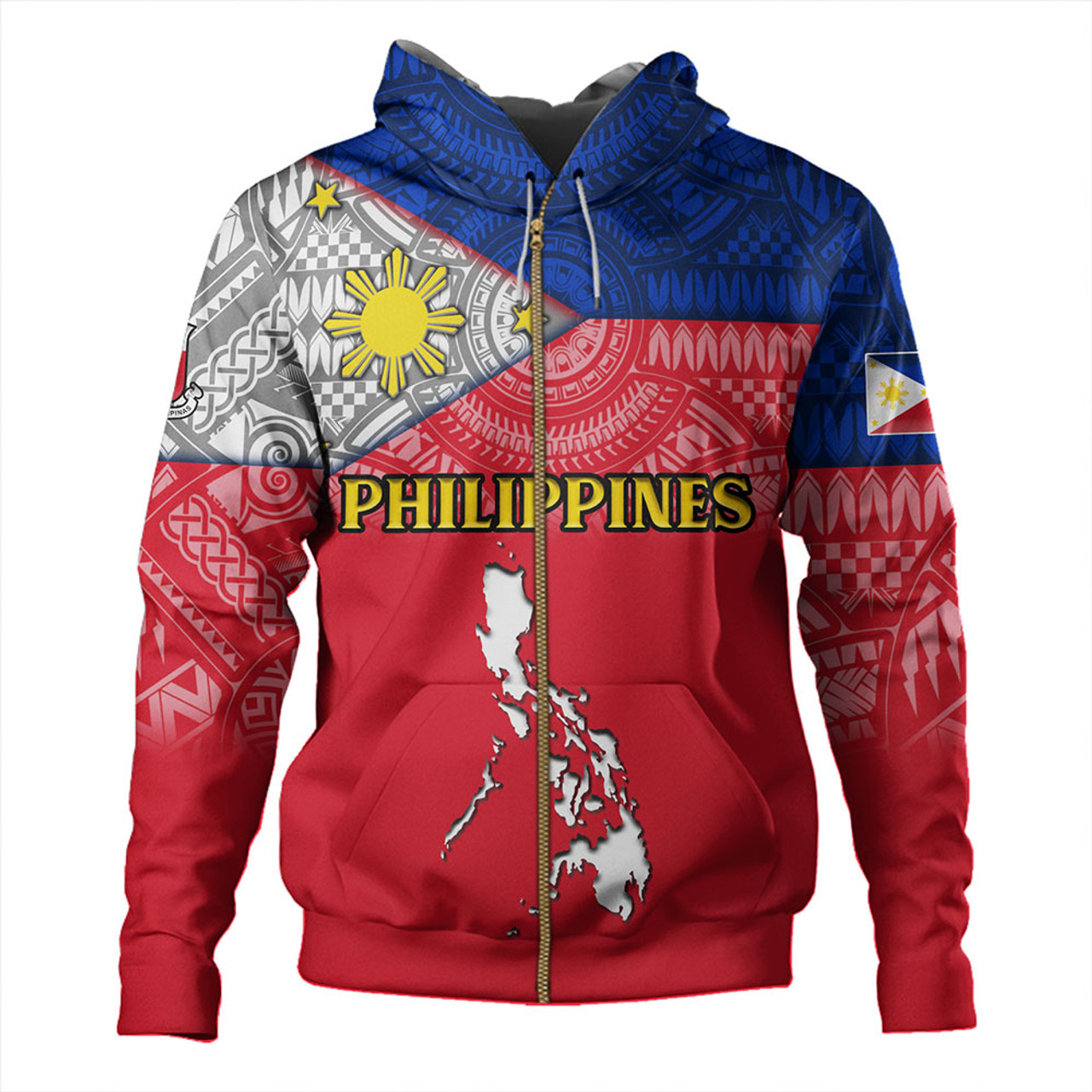 Philippines Hoodie - Philippines Map And Flag Color Style