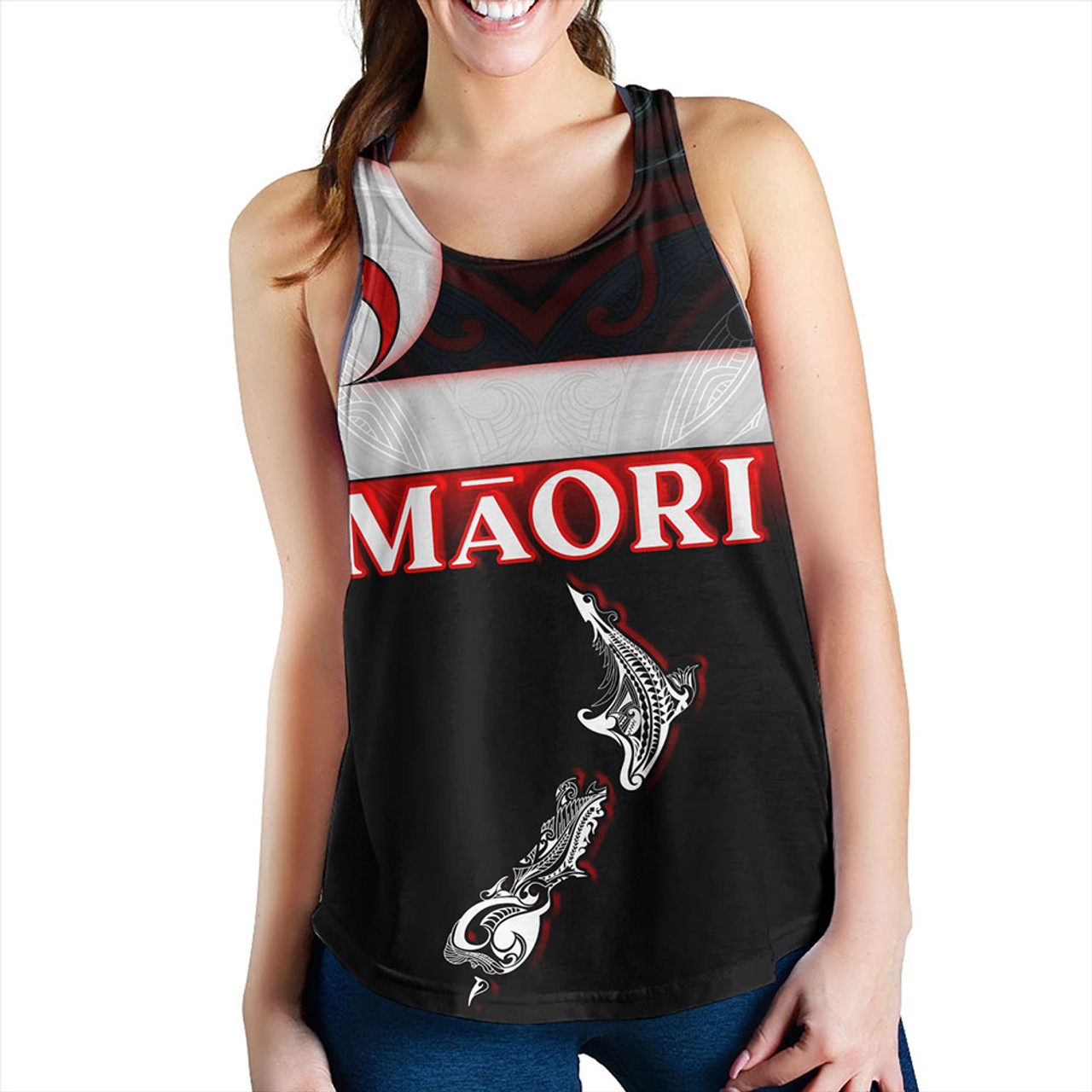 New Zealand Women Tank - Maori Face And Flag Patterns