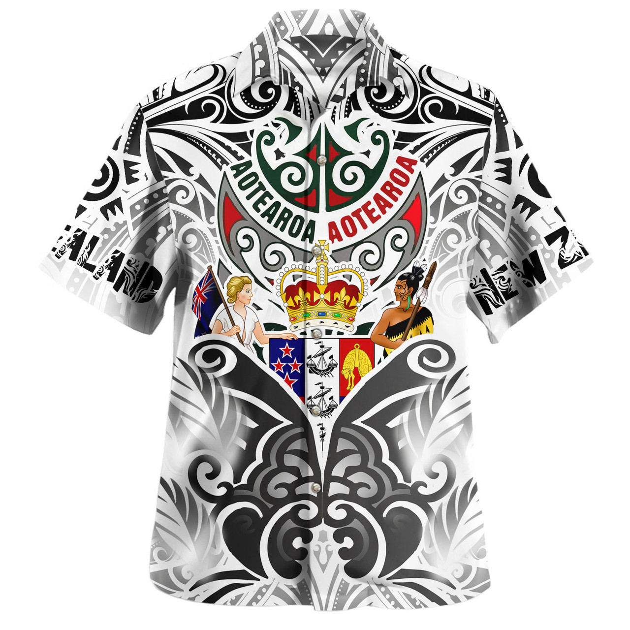 New Zealand Aotearoa Hawaiian Shirt Maori Traditional Hongi - The Breath Of Life Coat Of Arms Tribal Patterns