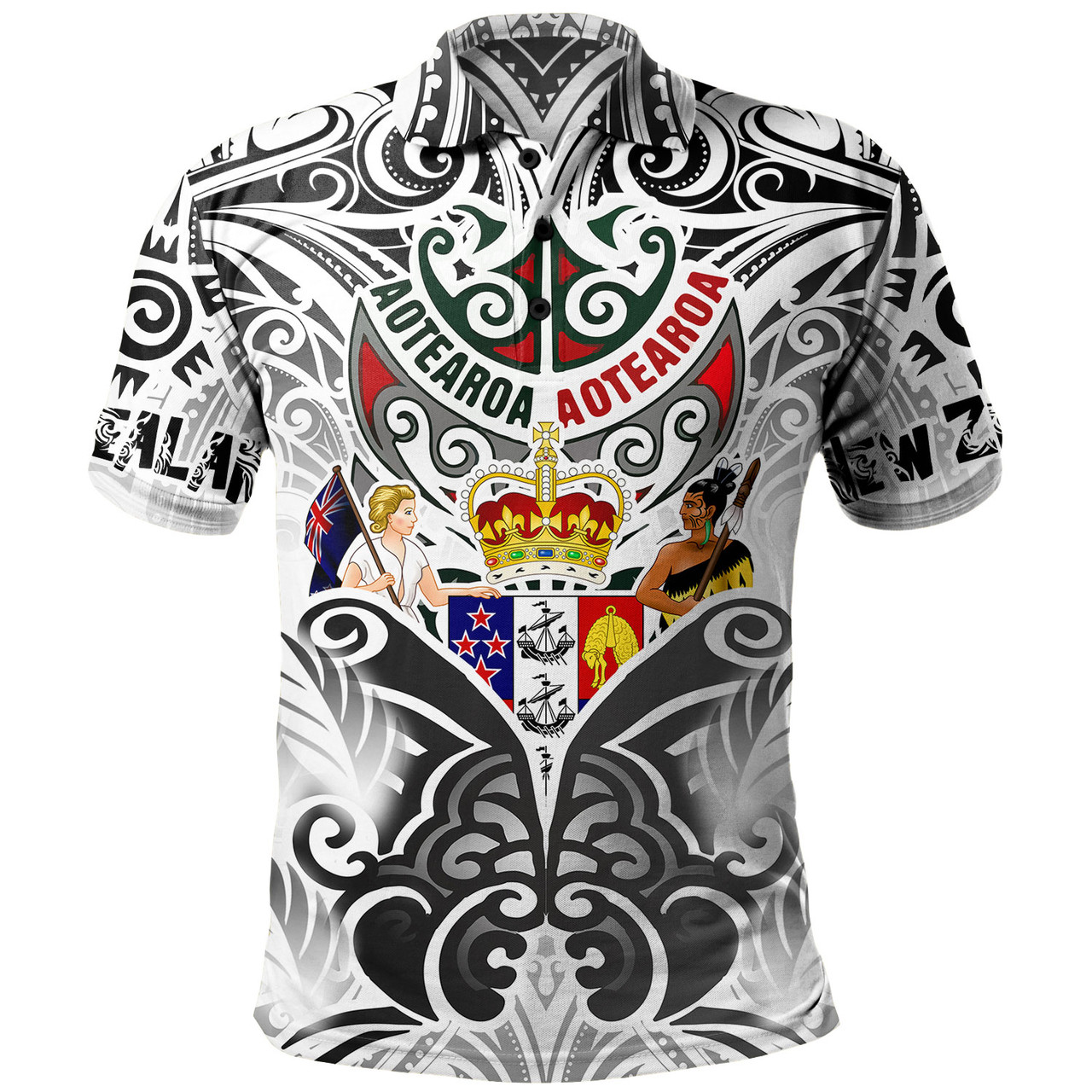New Zealand Aotearoa Polo Shirt Maori Traditional Hongi - The Breath Of Life Coat Of Arms Tribal Patterns