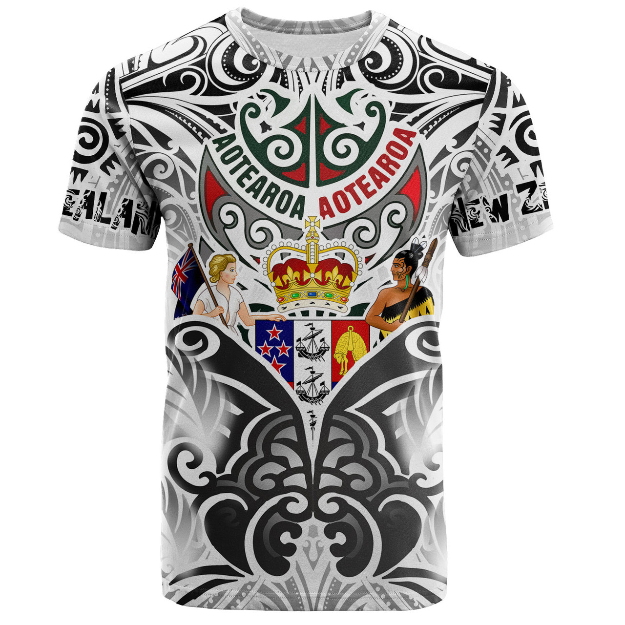 New Zealand Aotearoa T-Shirt Maori Traditional Hongi - The Breath Of Life Coat Of Arms Tribal Patterns