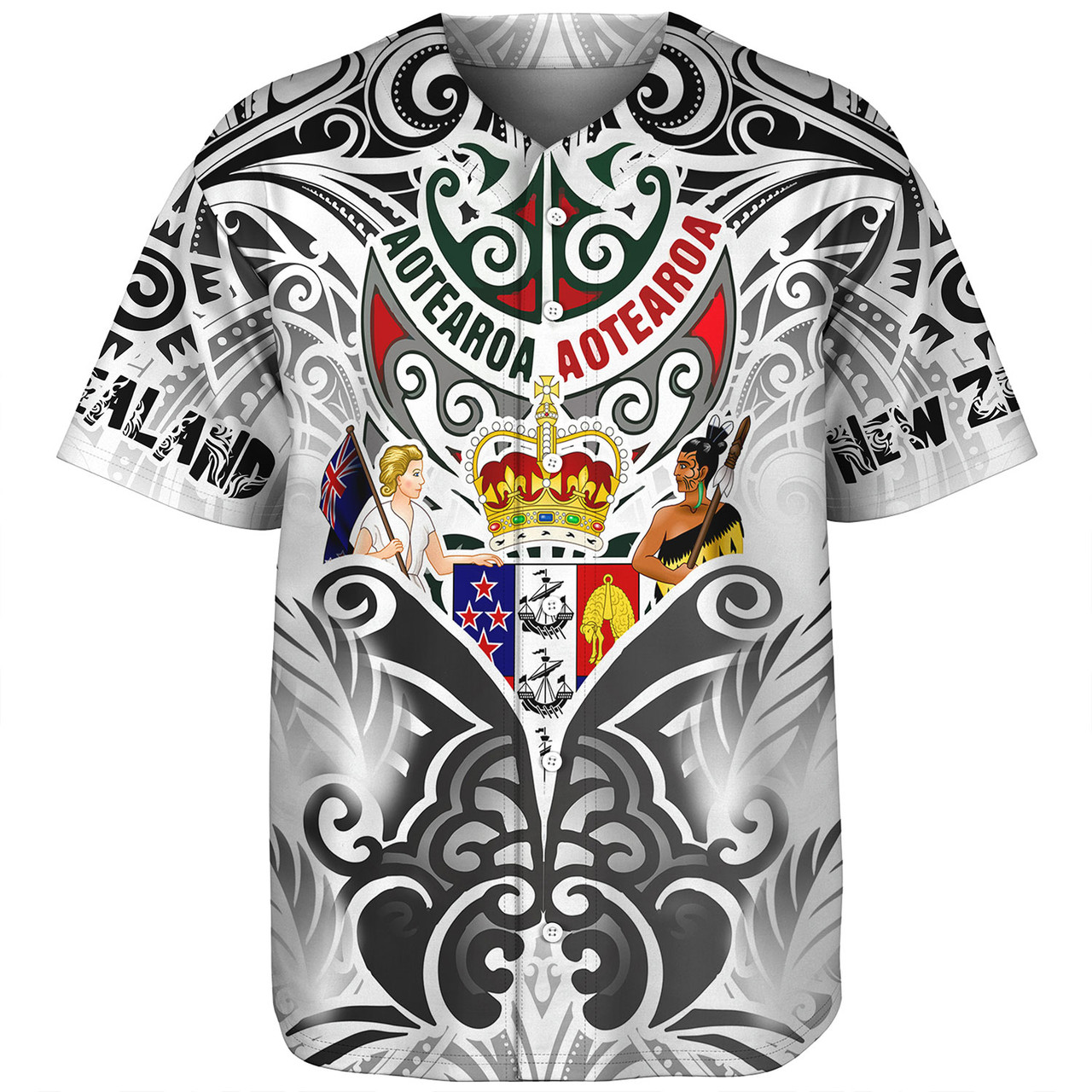 New Zealand Aotearoa Baseball Shirt Maori Traditional Hongi - The Breath Of Life Coat Of Arms Tribal Patterns