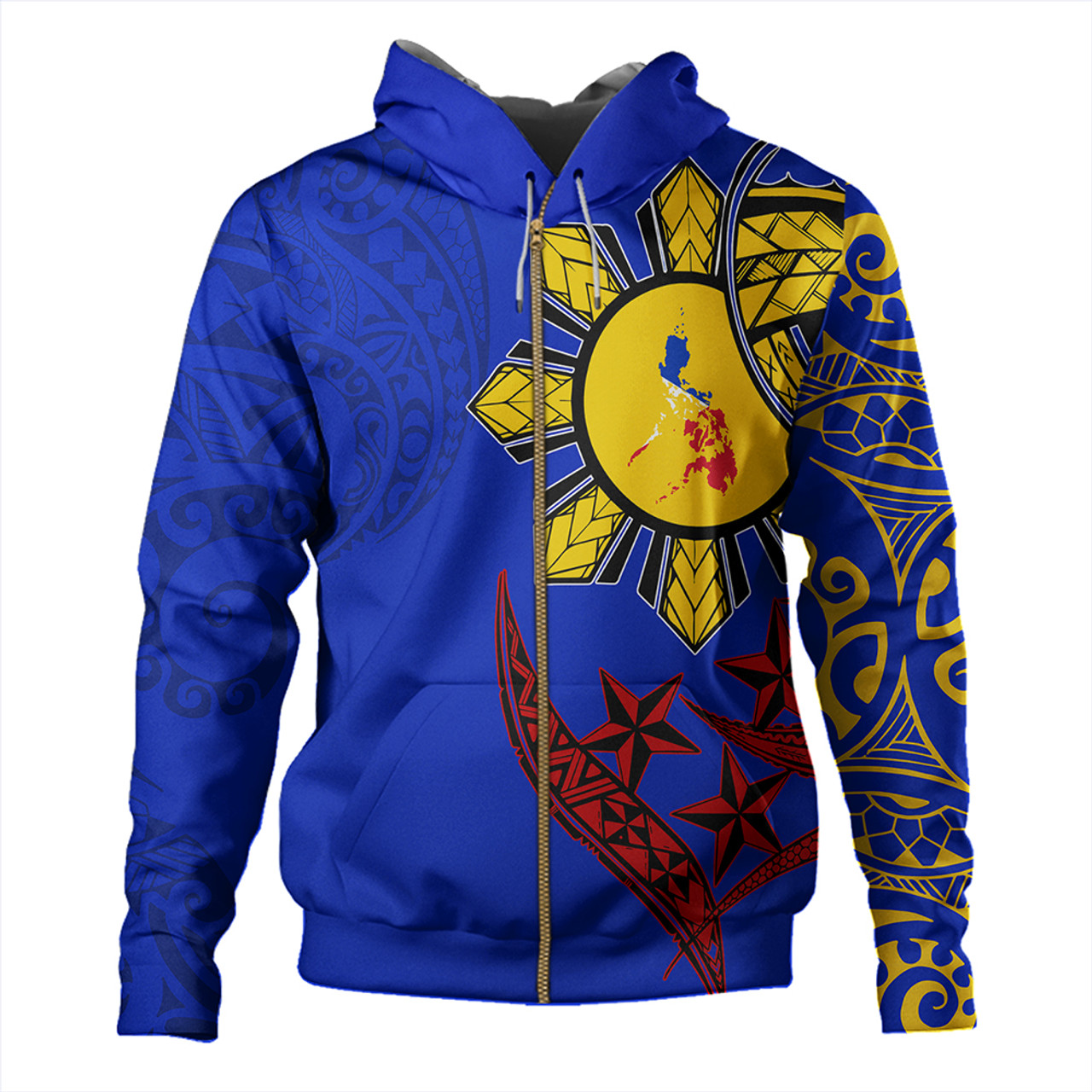Philippines Hoodie Tribal Sun In My Heart Color Flag Style