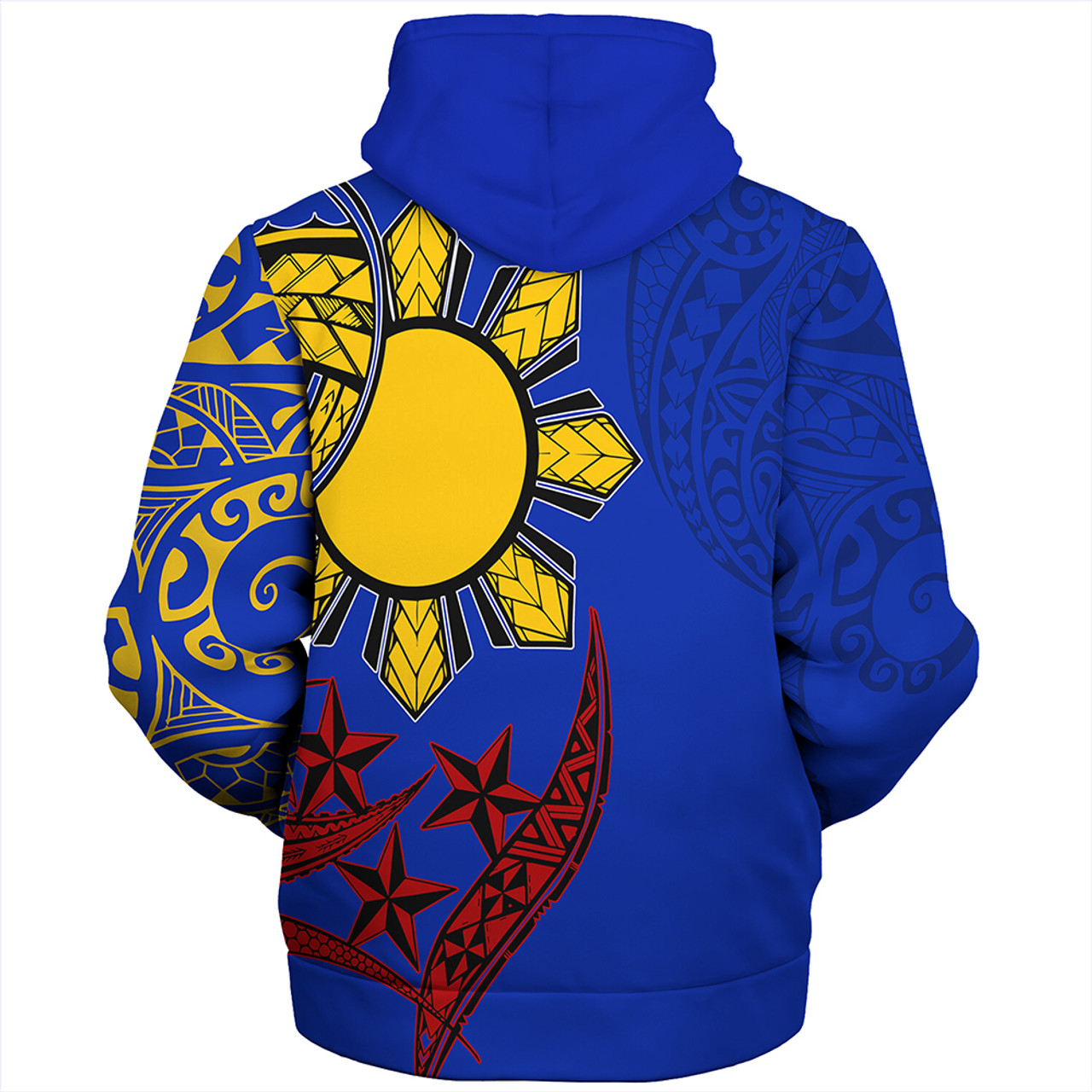 Philippines Sherpa Hoodie Tribal Sun In My Heart Color Flag Style