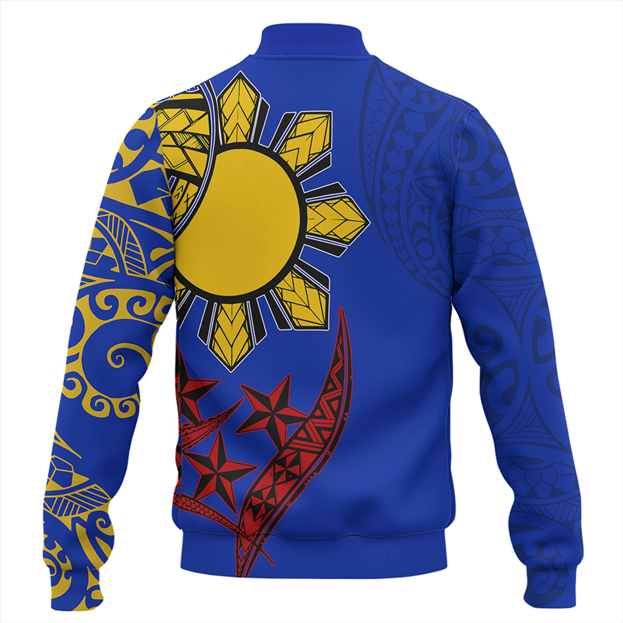 Philippines Baseball Jacket Tribal Sun In My Heart Color Flag Style
