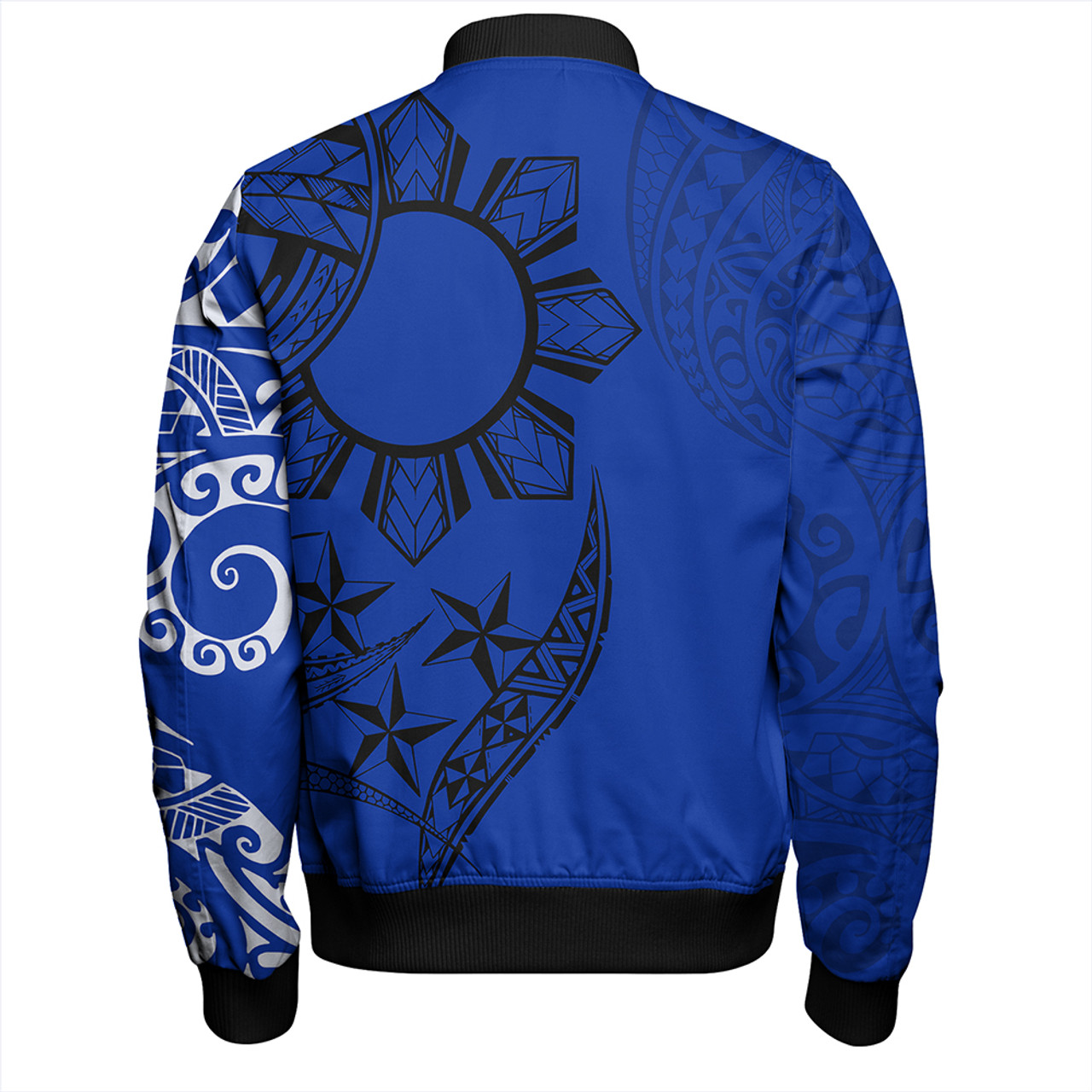 Philippines Bomber Jacket Tribal Sun In My Heart Blue Style