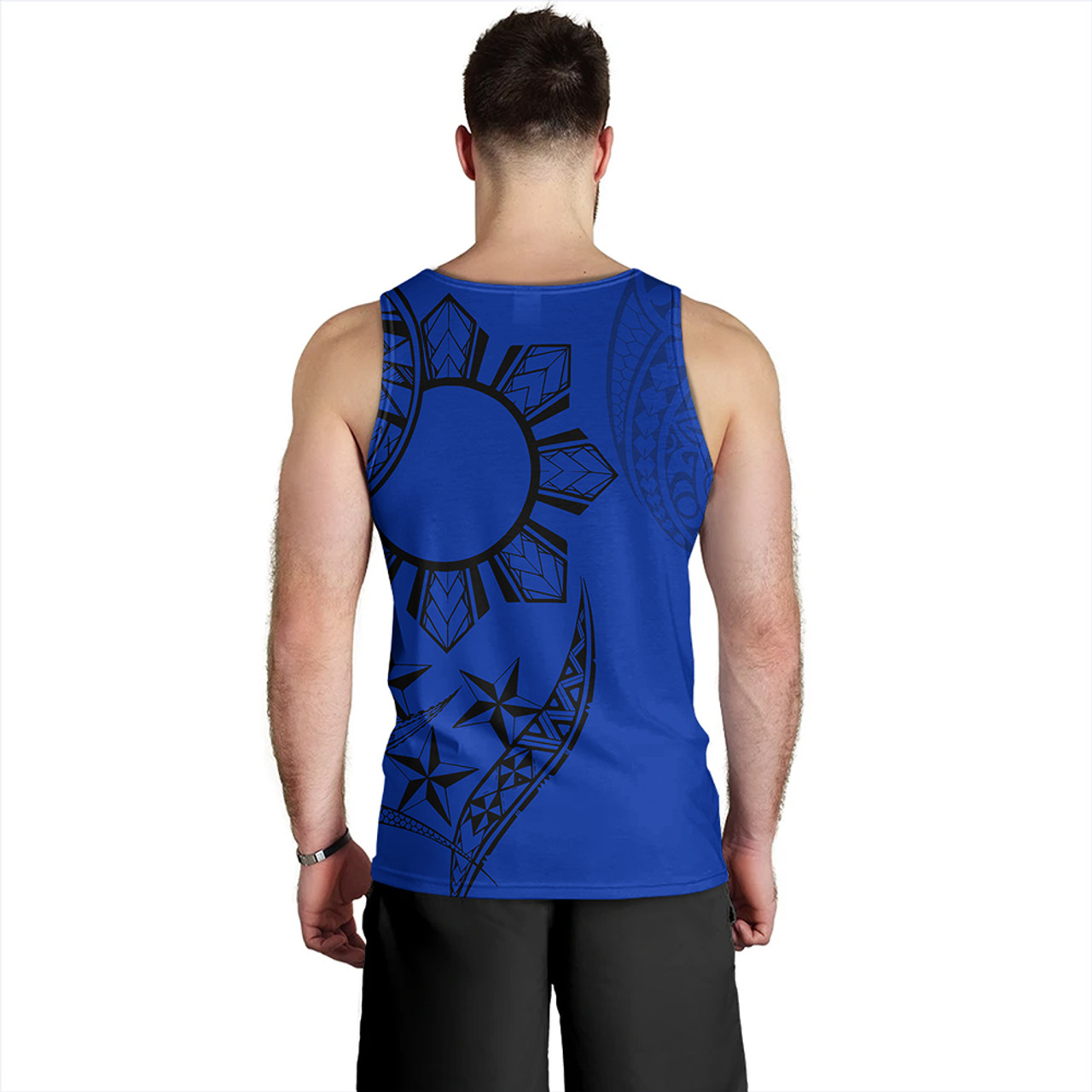 Philippines Tank Top Tribal Sun In My Heart Blue Style