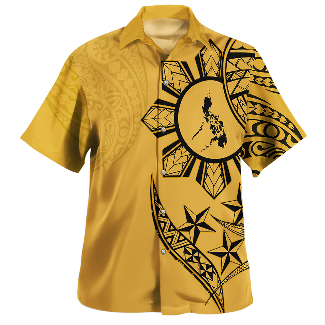 Philippines Hawaiian Shirt Tribal Sun In My Heart Gold Style