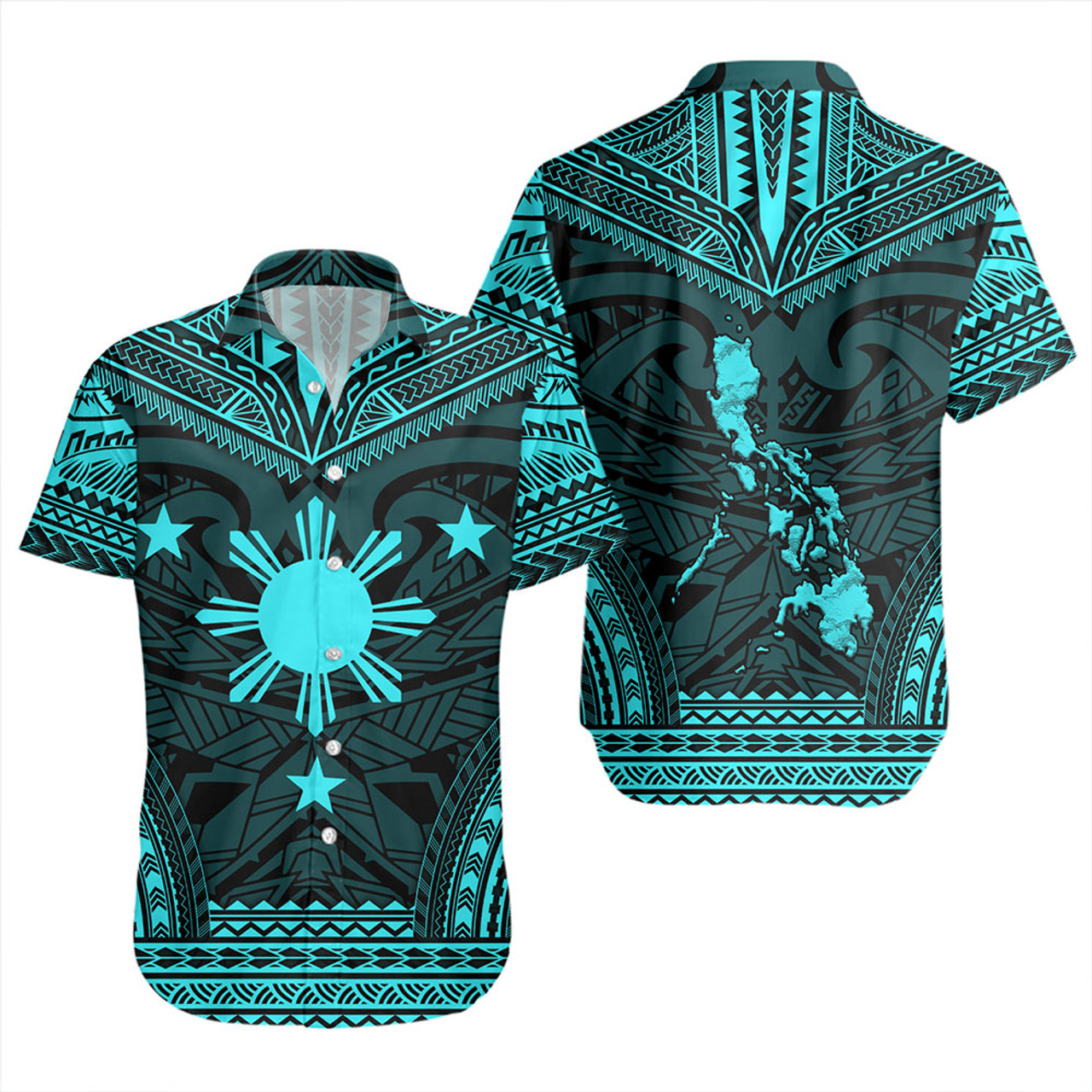 Philippines Short Sleeve Shirt - Philippines Cheif Tattoo Patterns Style