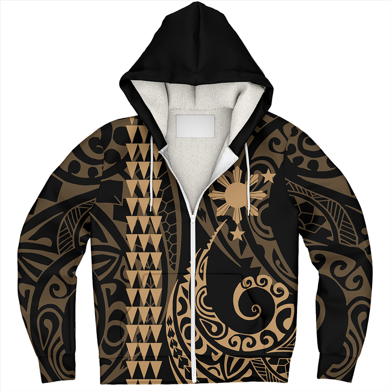 The Philippines Sherpa Hoodie Sun Kakau Style