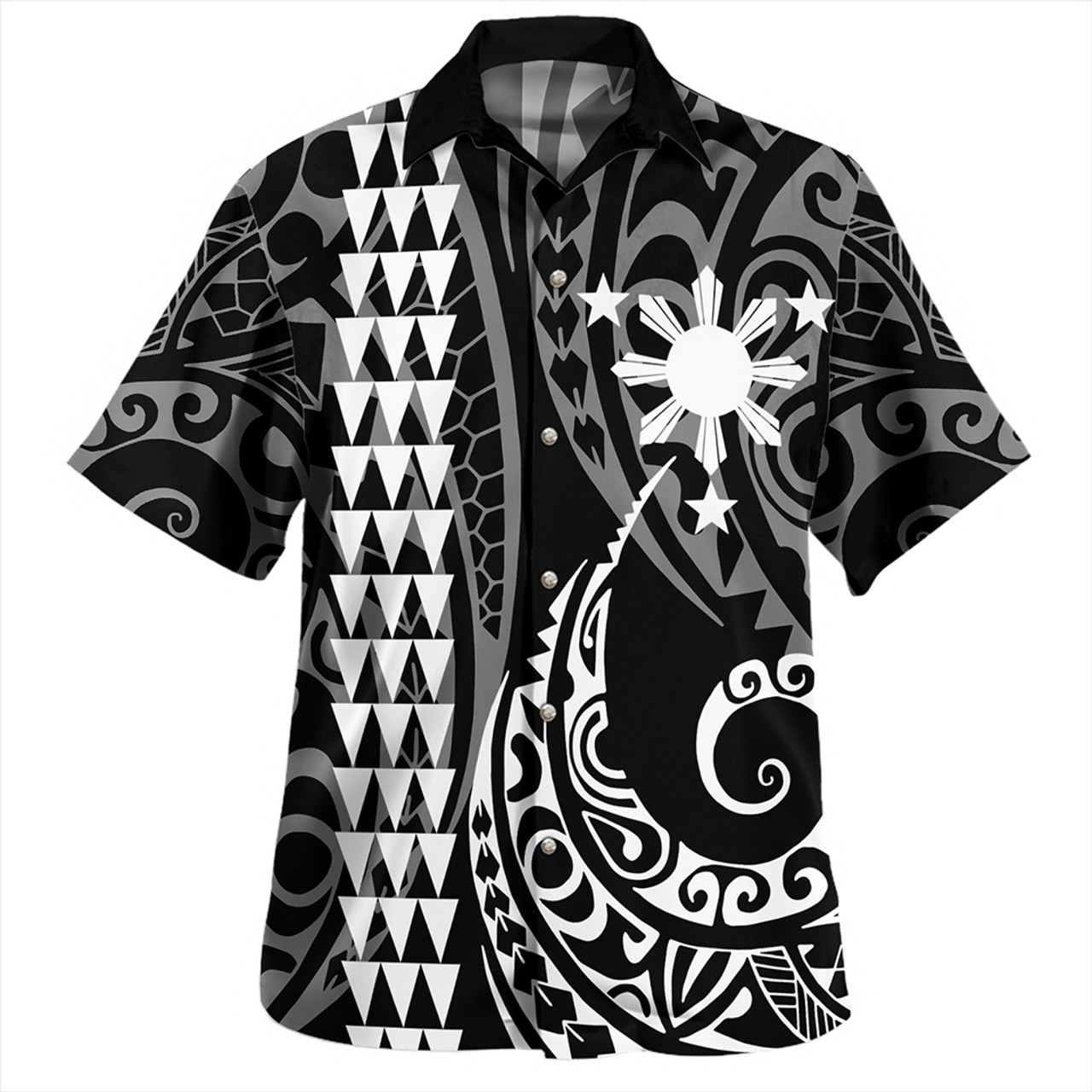 The Philippines Hawaiian Shirt Sun White Kakau Style