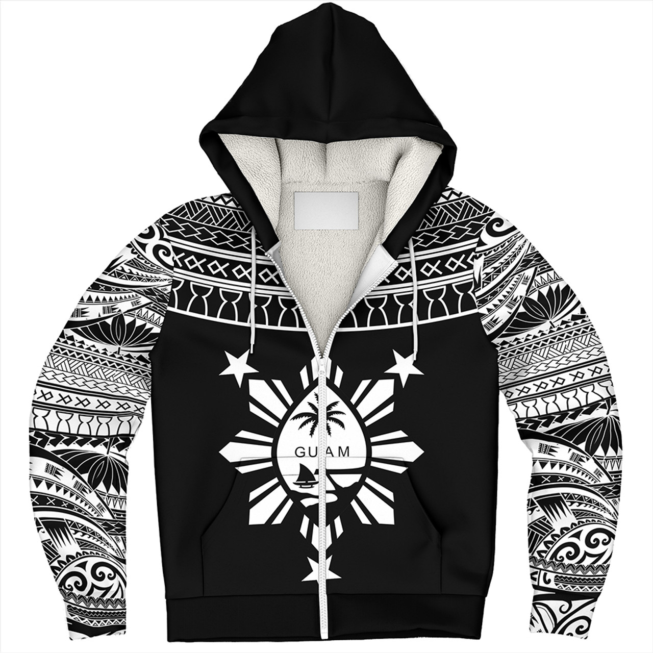 Guam Seal With Philippines Filipinos Sun Sherpa Hoodie Tribal Island