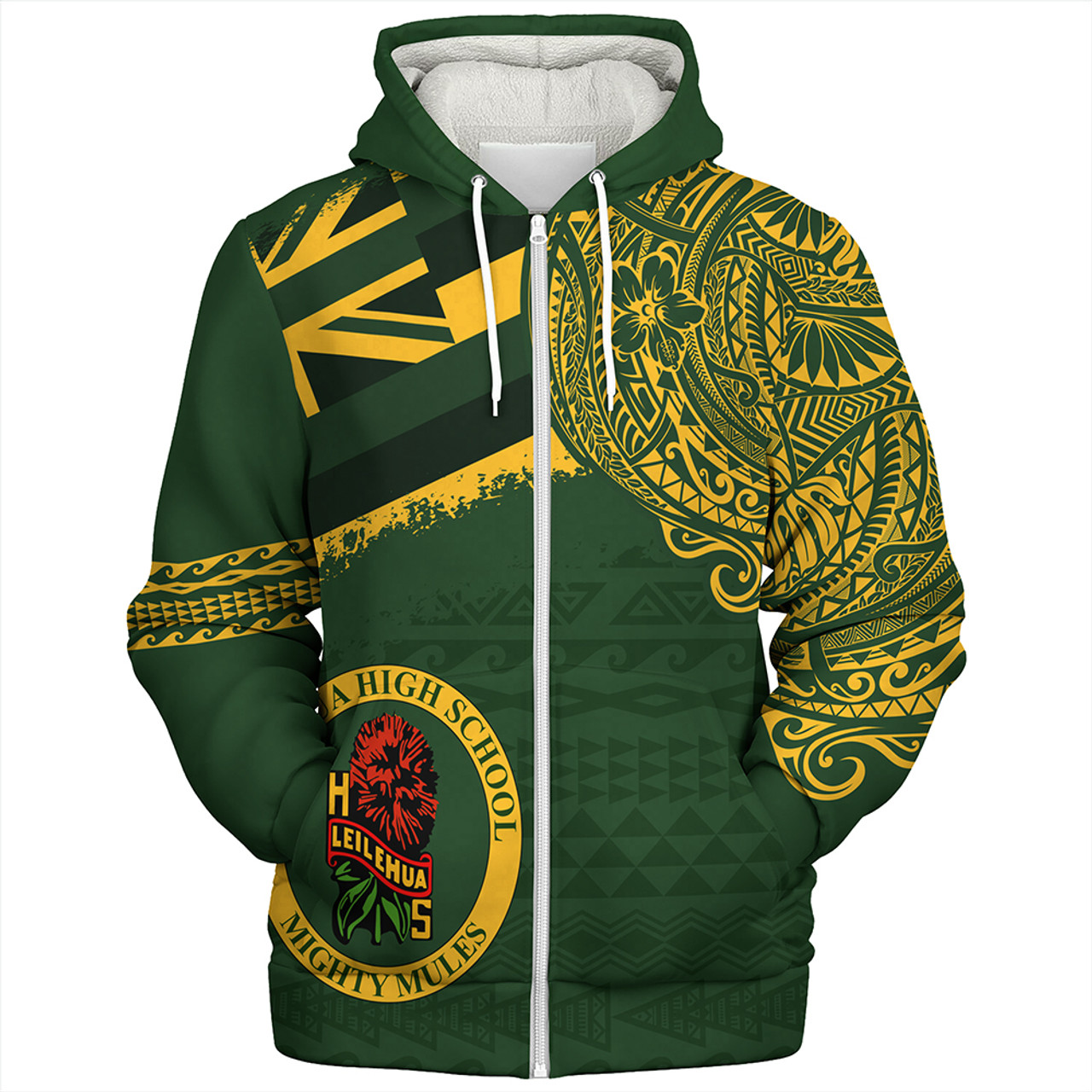 Hawaii Sherpa Hoodie Leilehua High School With Crest Style