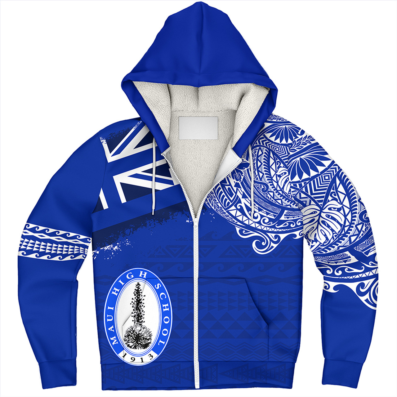 Hawaii Sherpa Hoodie Maui High School With Crest Style