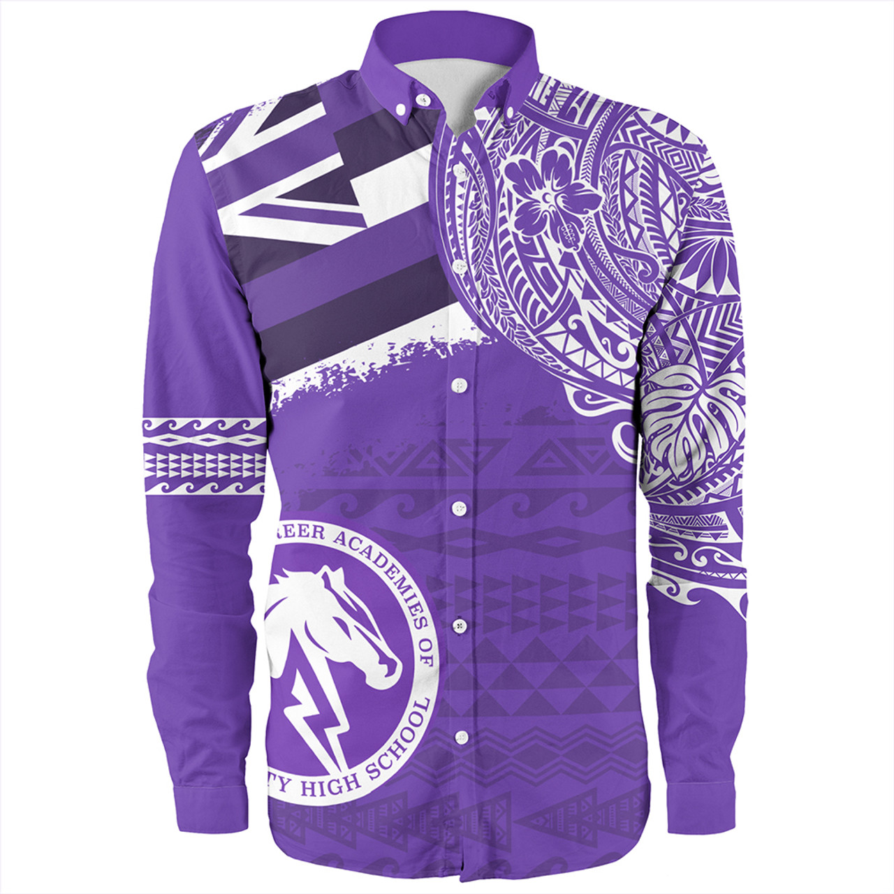 Hawaii Long Sleeve Shirt Pearl City High School With Crest Style