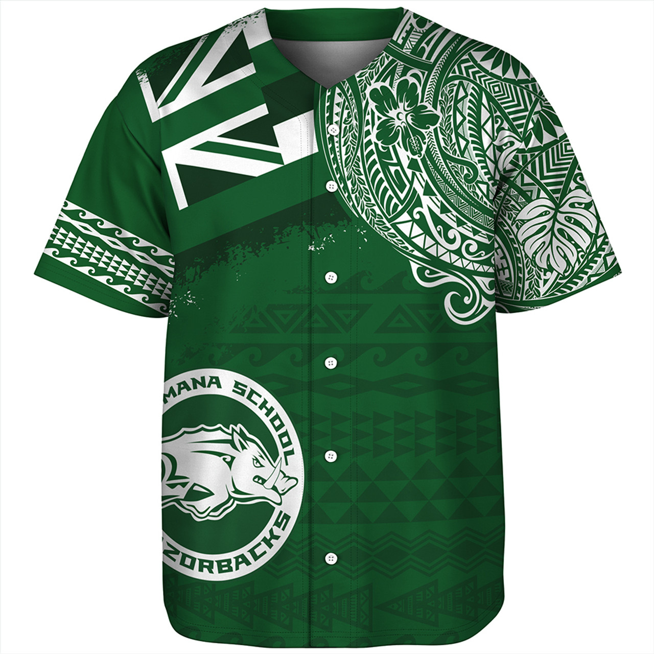Hawaii Baseball Shirt Olomana High & Intermediate School With Crest Style