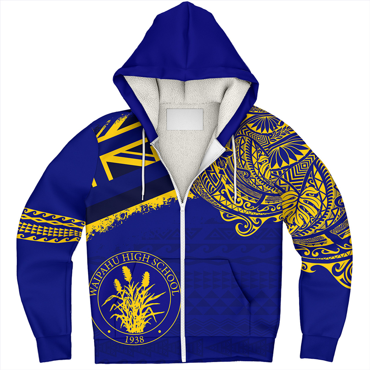 Hawaii Sherpa Hoodie Waipahu High School With Crest Style