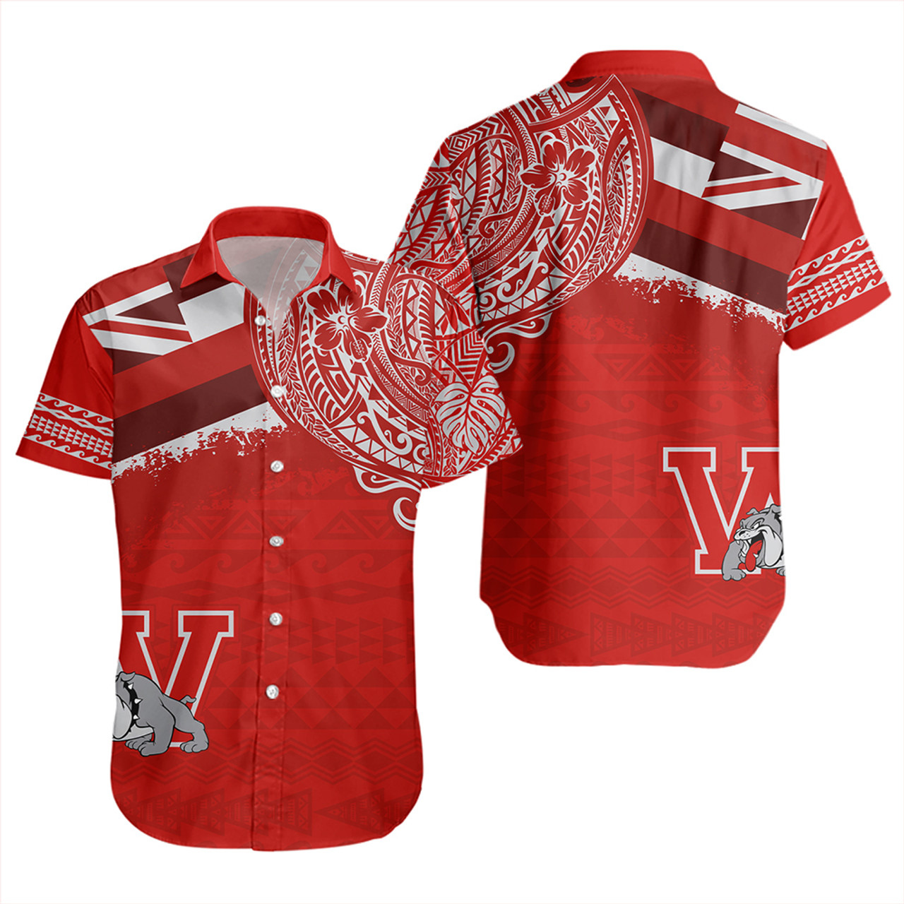 Hawaii Short Sleeve Shirt Waialua High and Intermediate School With Crest Style