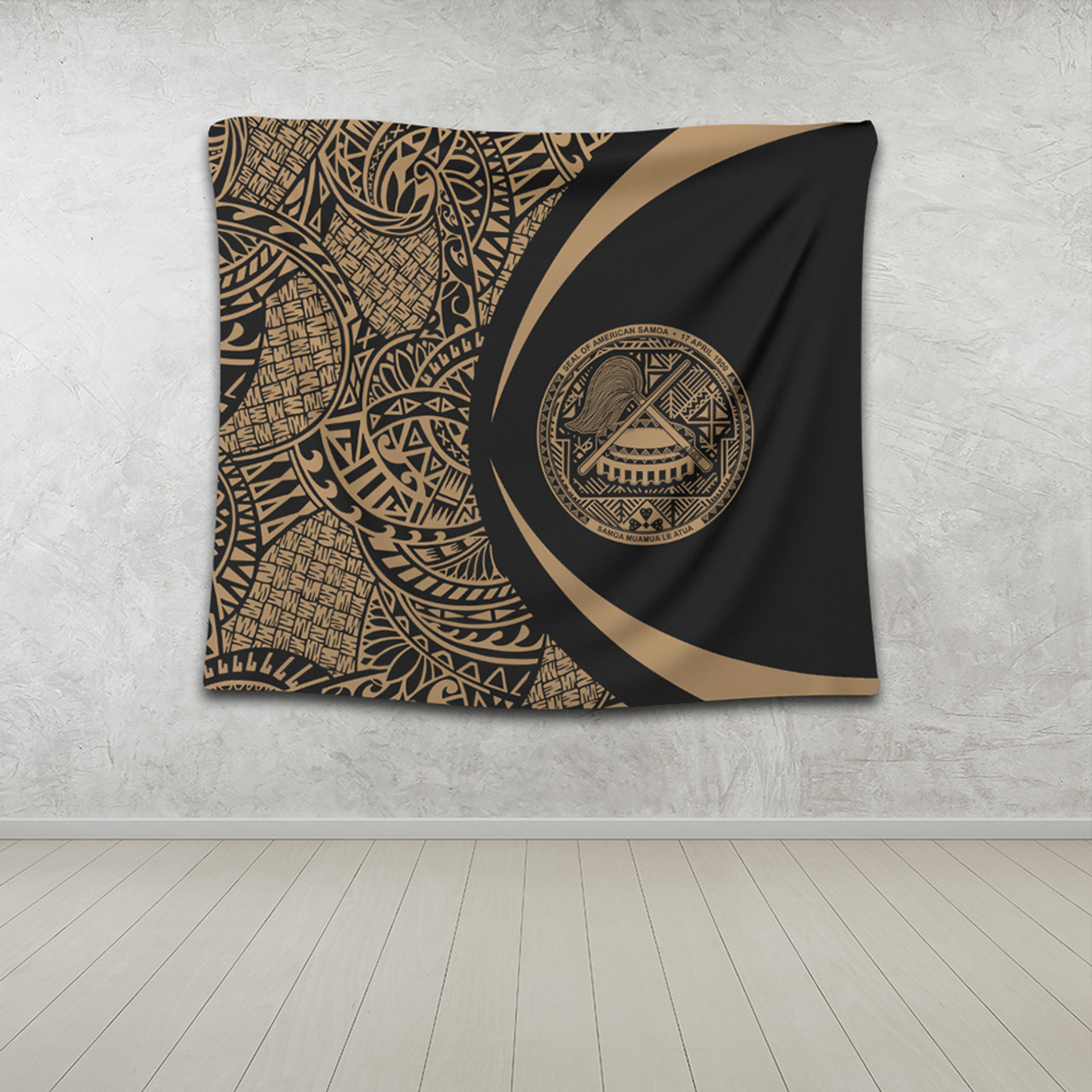 American Samoa Tapestry Lauhala Gold Circle Style