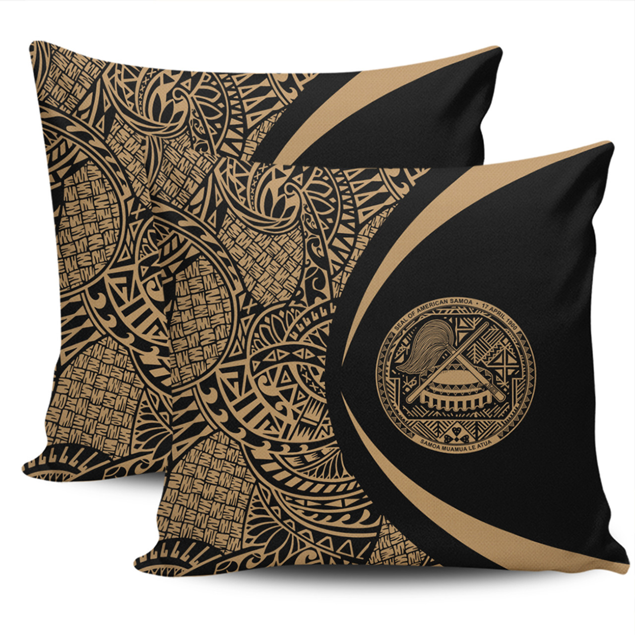 American Samoa Pillow Cover Lauhala Gold Circle Style