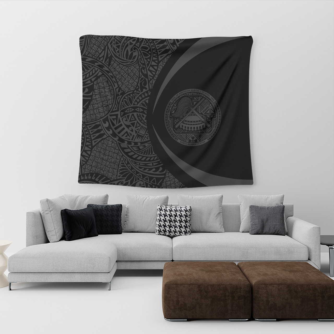 American Samoa Tapestry Lauhala Gray Circle Style