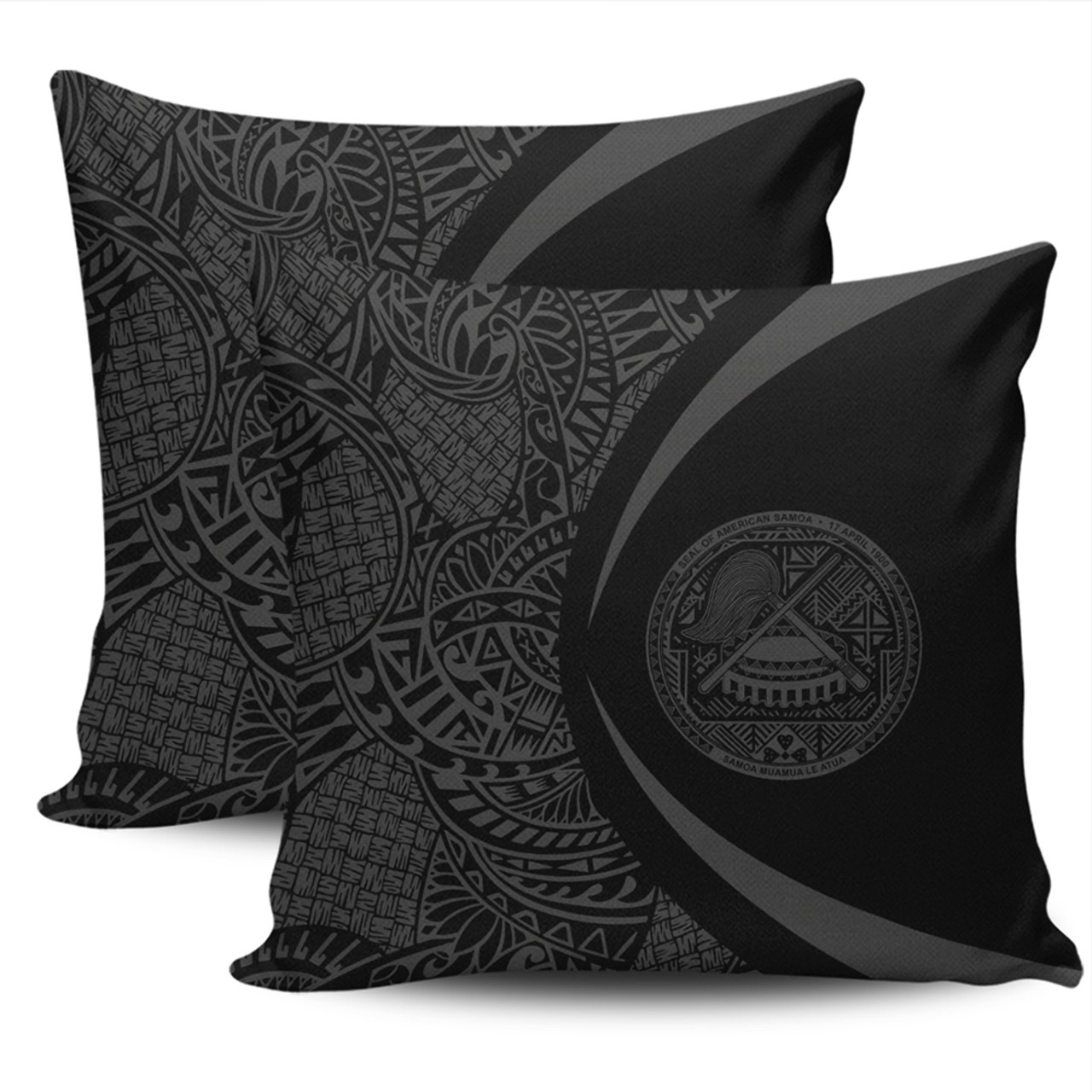 American Samoa Pillow Cover Lauhala Gray Circle Style