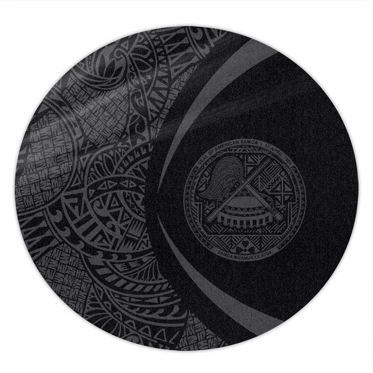 American Samoa Round Rug Lauhala Gray Circle Style