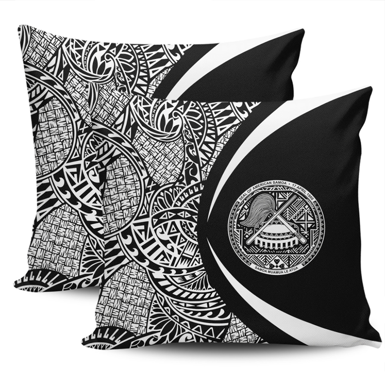 American Samoa Pillow Cover Lauhala White Circle Style